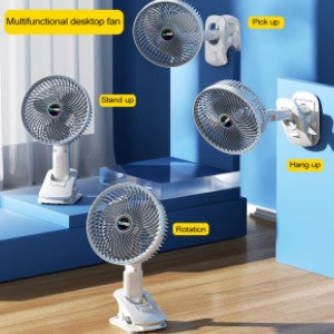 Portable 3 Gears Rechargeable Desktop Fan Air Cooling Handheld Strong Airflow With 360°