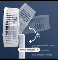 Portable 3 Gears Rechargeable Desktop Fan Air Cooling Handheld Strong Airflow With 360°